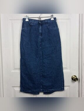 Vintage Lee Denim Maxi Skirt 10P High Waist Cotton Pencil Casual Western 90s Y2K